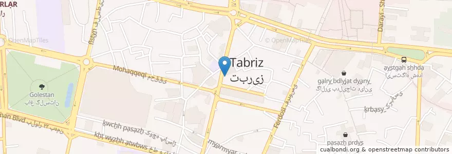 Mapa de ubicacion de بانک ملت en Irán, Azerbaiyán Oriental, شهرستان تبریز, بخش مرکزی شهرستان تبریز, تبریز.