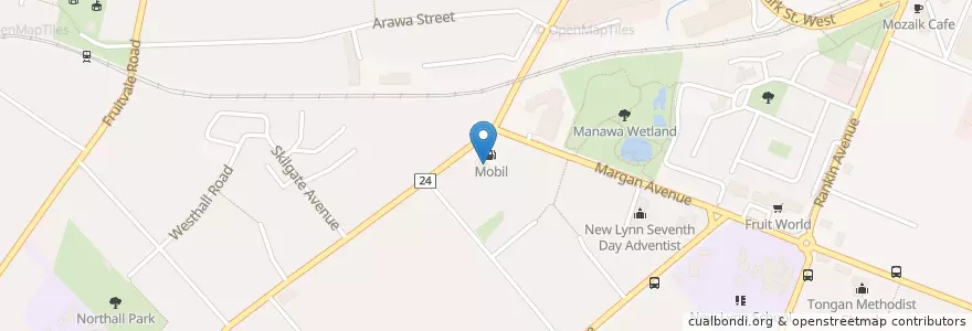 Mapa de ubicacion de Mobil en 新西兰, Auckland, Whau.