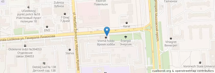 Mapa de ubicacion de Вода артезианская en Russie, District Fédéral Central, Oblast De Voronej, Городской Округ Воронеж.
