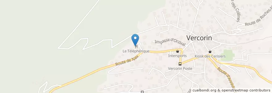 Mapa de ubicacion de Le Téléphérique en İsviçre, Valais/Wallis, Sierre, Chalais.