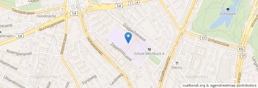 Mapa de ubicacion de Kindergarten Milchbuck I – III en سويسرا, زيورخ, Bezirk Zürich, Zürich.