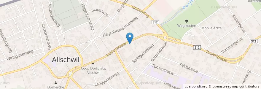 Mapa de ubicacion de Raiffeisenbank Allschwil-Schönenbuch en Schweiz/Suisse/Svizzera/Svizra, Basel-Landschaft, Bezirk Arlesheim.