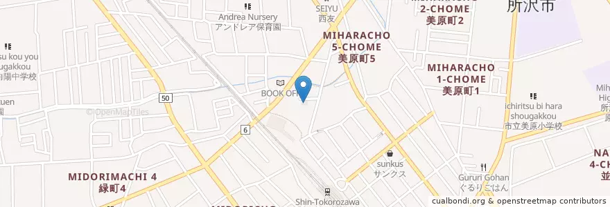 Mapa de ubicacion de 北海道和食居酒屋「大地の恵み」 en 일본, 사이타마현, 所沢市.