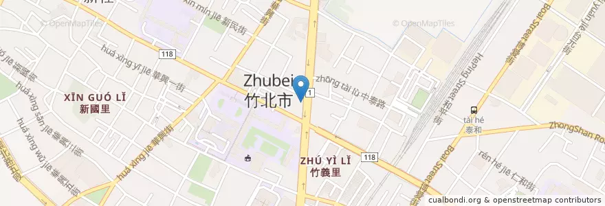 Mapa de ubicacion de Domino's Pizza en 台湾, 台湾省, 新竹県, 竹北市.