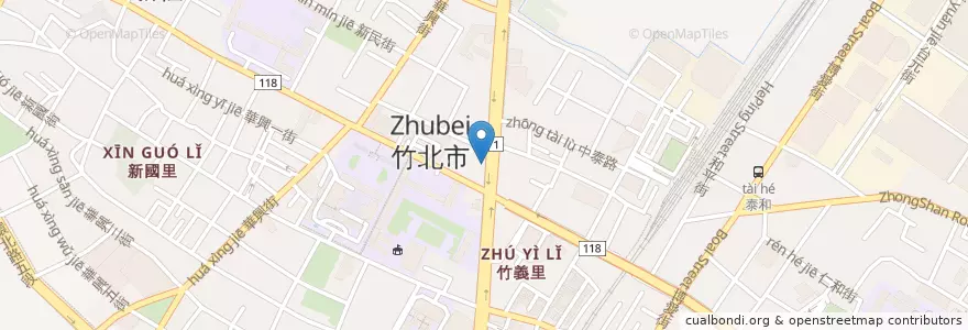 Mapa de ubicacion de Pizza Hut en Taiwan, Taiwan, 新竹縣, Zhubei.