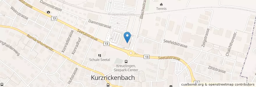 Mapa de ubicacion de Migros Restaurant en 瑞士, Thurgau, Bezirk Kreuzlingen, Kreuzlingen.