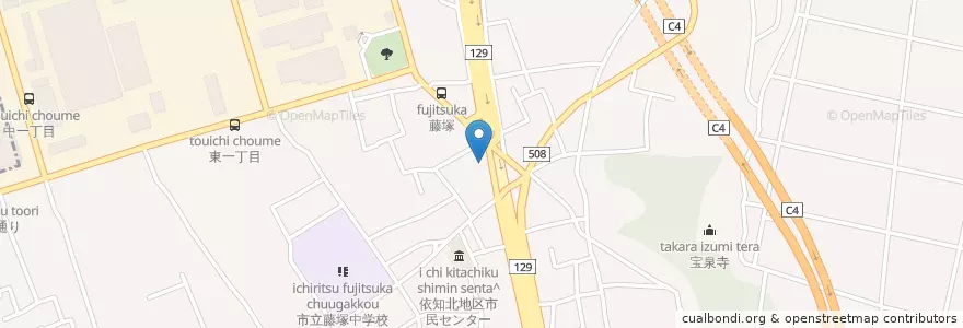 Mapa de ubicacion de 一二九 en اليابان, كاناغاوا, 厚木市.