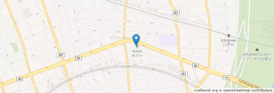 Mapa de ubicacion de ガスト en 日本, 東京都, 江戸川区.