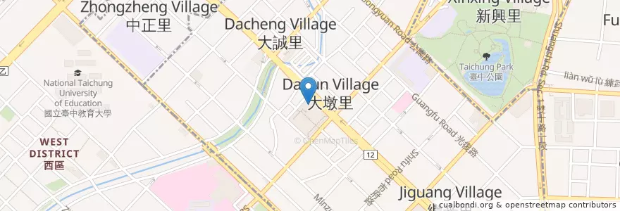 Mapa de ubicacion de 山河魯肉飯 en 타이완, 타이중 시, 중 구.