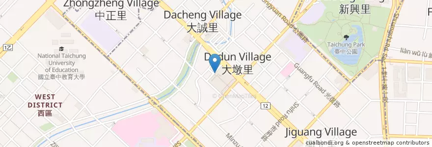 Mapa de ubicacion de 武勝宮 en Tayvan, Taichung, 中區.