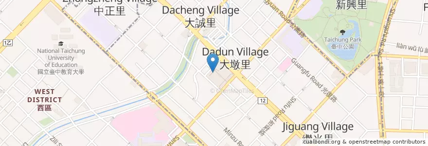 Mapa de ubicacion de 魯肉邱 en تایوان, تایچونگ, 中區.
