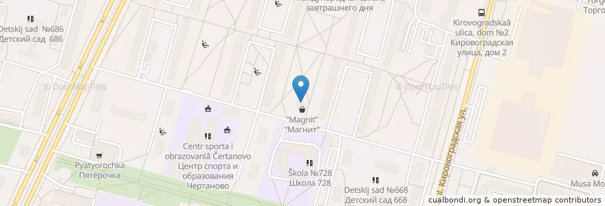 Mapa de ubicacion de Аптека Глюкоза en Russie, District Fédéral Central, Moscou, Южный Административный Округ, Район Чертаново Северное.