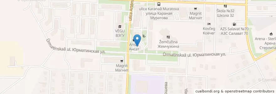 Mapa de ubicacion de Бульвар en Rusia, Приволжский Федеральный Округ, Bashkortostán, Городской Округ Стерлитамак.
