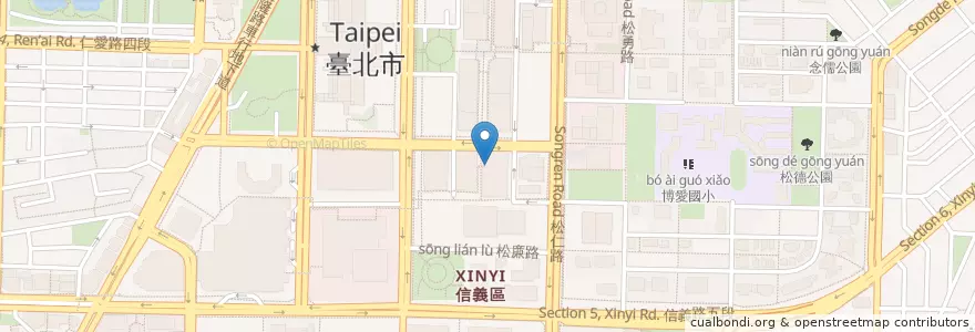 Mapa de ubicacion de 瓦城大心 en تايوان, تايبيه الجديدة, تايبيه, 信義區.