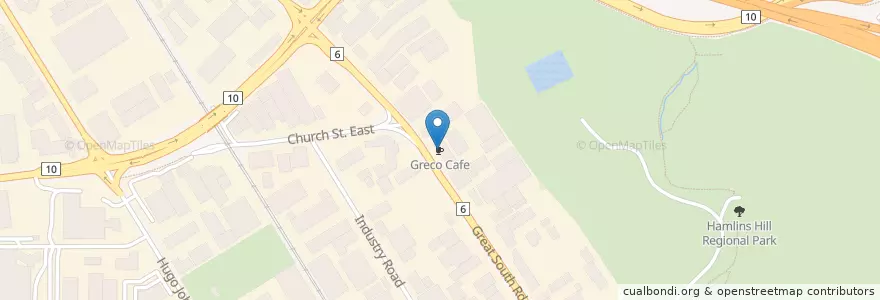 Mapa de ubicacion de Greco Cafe en Nieuw-Zeeland, Auckland, Maungakiekie-Tāmaki.