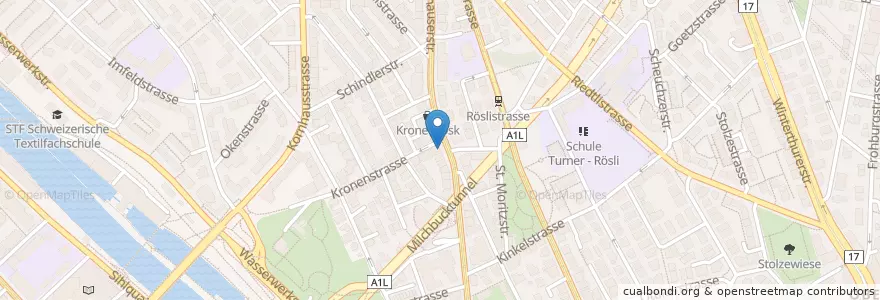 Mapa de ubicacion de Moudi's lecker Cafe en Suisse, Zurich, District De Zurich, Zurich.