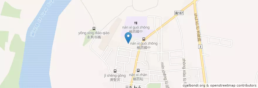 Mapa de ubicacion de 台灣基督長老教會楠西教會 en Taiwán, 臺南市, 楠西區.