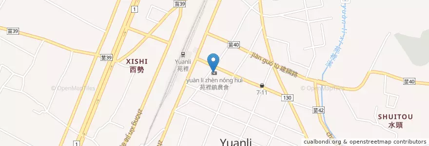 Mapa de ubicacion de 苑裡鎮農會 en Taiwan, Taiwan Province, Miaoli County, Yuanli.