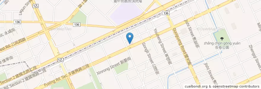 Mapa de ubicacion de 正義派出所 en Taiwan, Taichung, Distretto Meridionale.