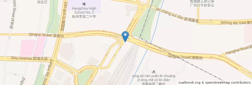 Mapa de ubicacion de 城站汽车客运站 en 中国, 浙江省, 杭州市, 上城区.