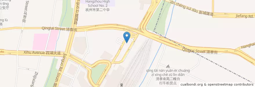 Mapa de ubicacion de 杭州市邮政局 en China, Zhejiang, Hangzhou, 上城区, 小营街道.