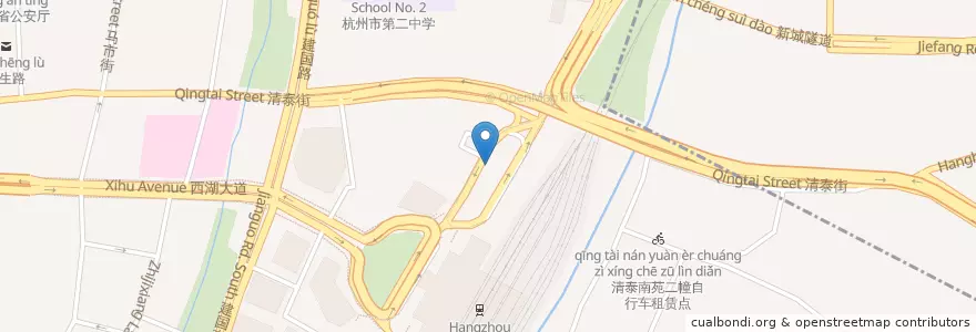 Mapa de ubicacion de 站前派出所 en 中国, 浙江省, 杭州市, 上城区, 小营街道.