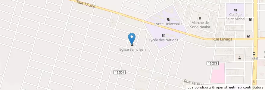 Mapa de ubicacion de Eglise Saint Jean en Буркина-Фасо, Центральная Область, Кадиого, Уагадугу.