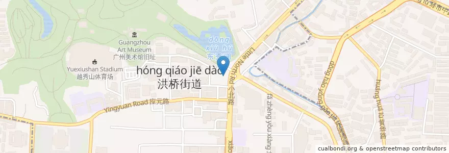 Mapa de ubicacion de 中国银行 en China, Guangdong, 广州市, 越秀区, 洪桥街道.