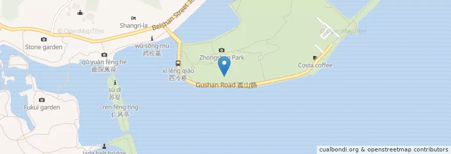 Mapa de ubicacion de 楼外楼 en China, Zhejiang, 杭州市, 西湖区, 北山街道.