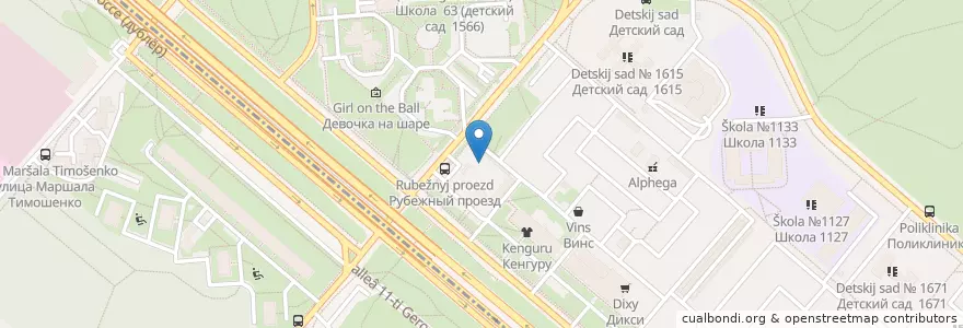 Mapa de ubicacion de Eshak en روسيا, Центральный Федеральный Округ, Москва, Западный Административный Округ, Район Крылатское.