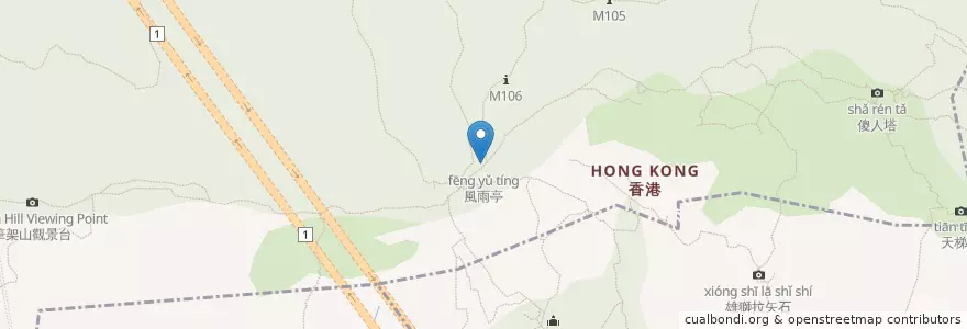 Mapa de ubicacion de 風雨亭 en 中国, 广东省, 香港 Hong Kong, 新界 New Territories.
