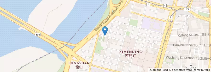 Mapa de ubicacion de 王老先生火鍋店 en Taiwan, Nuova Taipei, Taipei, Distretto Di Wanhua.
