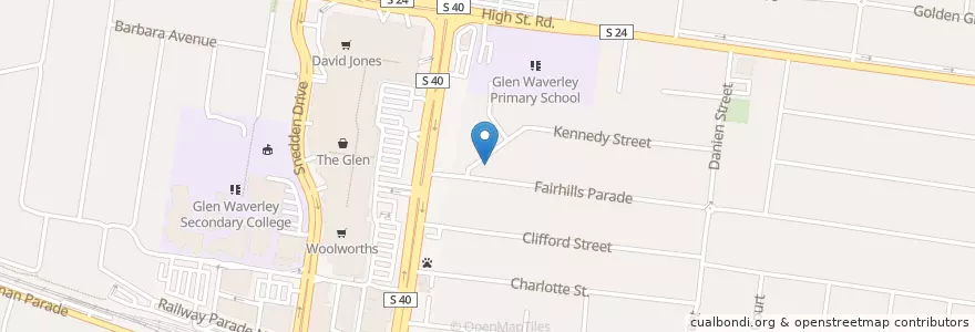 Mapa de ubicacion de Fairhills Medical Centre en Avustralya, Victoria, City Of Monash.