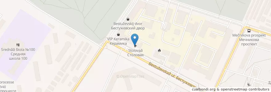Mapa de ubicacion de Столовая en Rusland, Северо-Западный Федеральный Округ, Oblast Leningrad, Sint-Petersburg, Калининский Район, Округ Пискарёвка.