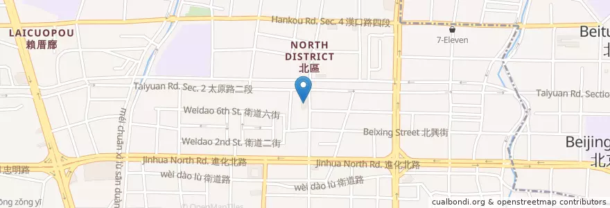 Mapa de ubicacion de Yong Sing Police Station en Taiwan, Taichung, North District.