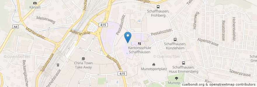 Mapa de ubicacion de Kantonsschule Schaffhausen Bibliothek en Schweiz/Suisse/Svizzera/Svizra, Schaffhausen, Schaffhausen.