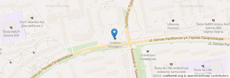 Mapa de ubicacion de Юнидент en Russie, District Fédéral Central, Moscou, Северо-Западный Административный Округ, Район Северное Тушино.