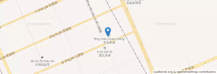 Mapa de ubicacion de 丰茂串城 en 中国, 黑龙江省, 牡丹江市, 东安区, 七星街道.