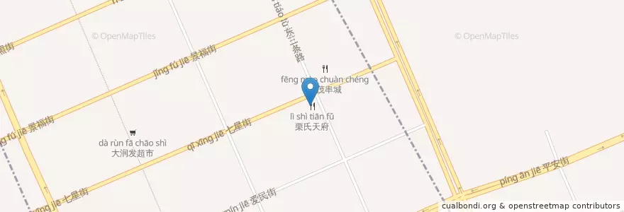 Mapa de ubicacion de 栗氏天府 en Cina, Heilongjiang, 牡丹江市, 东安区, 七星街道.