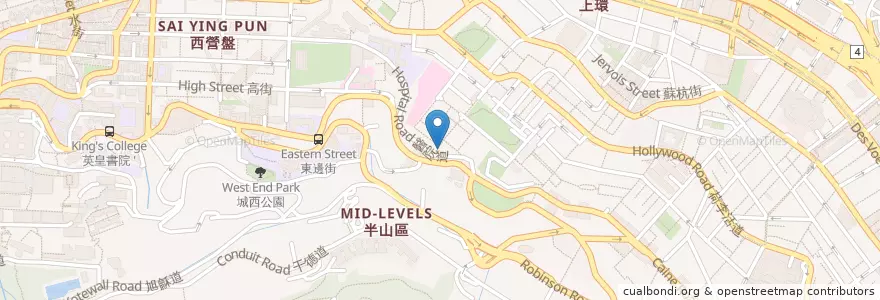 Mapa de ubicacion de 醫院道公廁 Hospital Road Public Toilet en الصين, غوانغدونغ, هونغ كونغ, جزيرة هونغ كونغ, الأقاليم الجديدة, 中西區 Central And Western District.