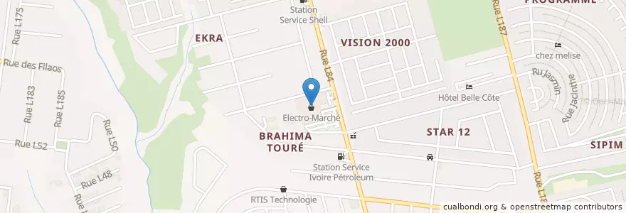Mapa de ubicacion de SIB en Ivory Coast, Abidjan, Cocody.
