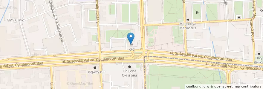 Mapa de ubicacion de KFC en 러시아, Центральный Федеральный Округ, Москва, Северо-Восточный Административный Округ, Район Марьина Роща.
