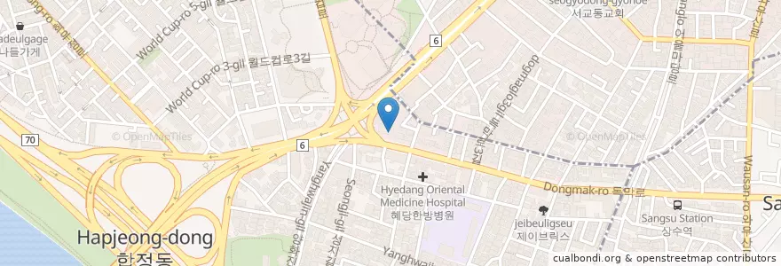 Mapa de ubicacion de 스타벅스 en 대한민국, 서울, 마포구, 합정동.