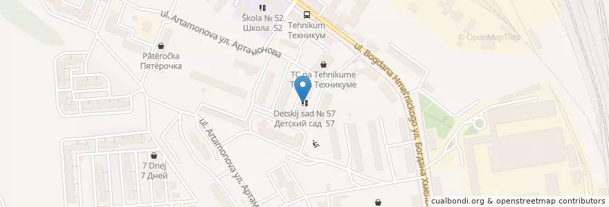 Mapa de ubicacion de Детский сад № 57 en Rusya Federasyonu, Центральный Федеральный Округ, Voronej Oblastı, Городской Округ Воронеж.