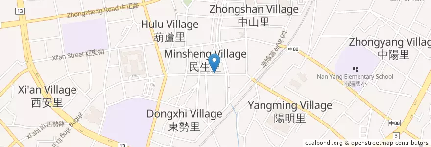 Mapa de ubicacion de 豐原中興路臭豆腐 en تایوان, تایچونگ, 豐原區.