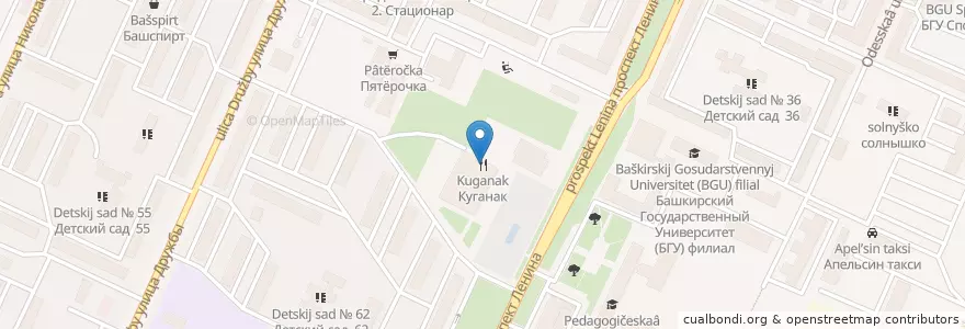 Mapa de ubicacion de Куганак en Rusia, Приволжский Федеральный Округ, Bashkortostán, Городской Округ Стерлитамак.