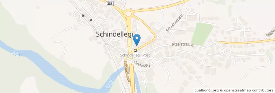 Mapa de ubicacion de Poststelle 8834 Schindellegi en Switzerland, Schwyz, Höfe, Feusisberg.