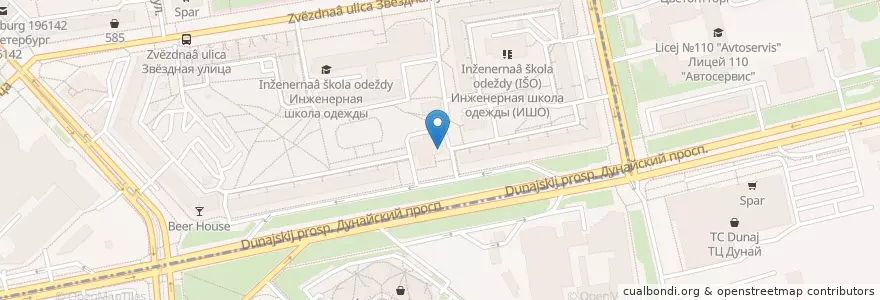 Mapa de ubicacion de Столовая en Russie, District Fédéral Du Nord-Ouest, Oblast De Léningrad, Saint-Pétersbourg, Московский Район, Округ Звёздное.