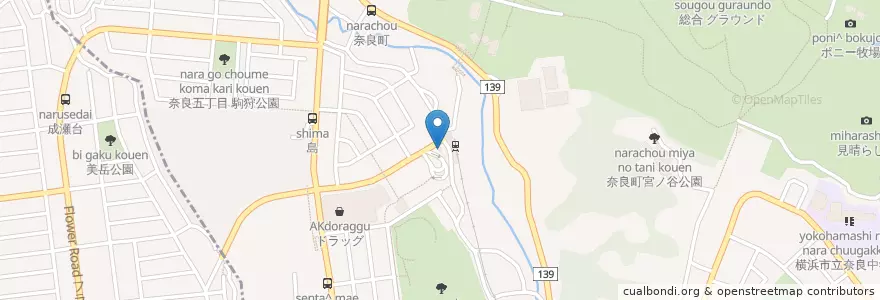 Mapa de ubicacion de こどもの国交番 en Japão, 神奈川県, 横浜市, 青葉区.