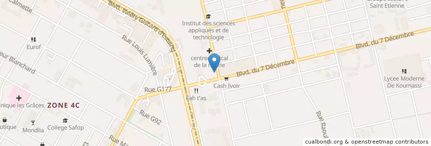 Mapa de ubicacion de Restaurant Chinois en Côte D’Ivoire, Abidjan, Koumassi, Marcory.